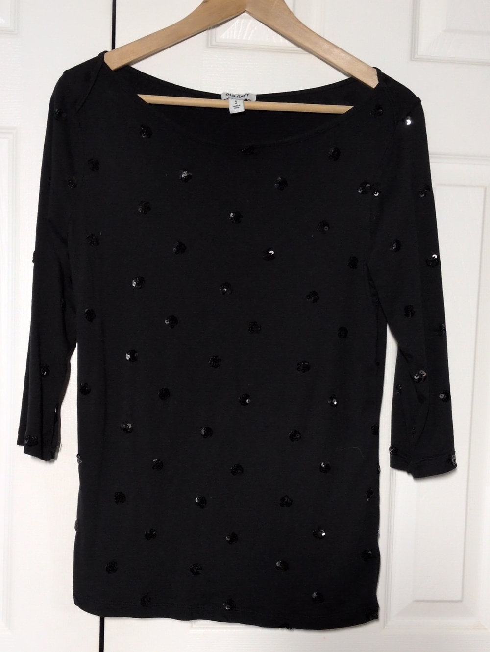 Old Navy women's boat neck sequins Tee 3/4 sleeve M